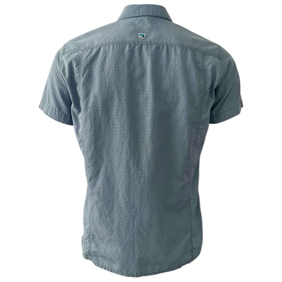 Kuhl Riveara Woven Button Up Short Sleeve Shirt Men Sz Small Blue - Picture 2 of 4